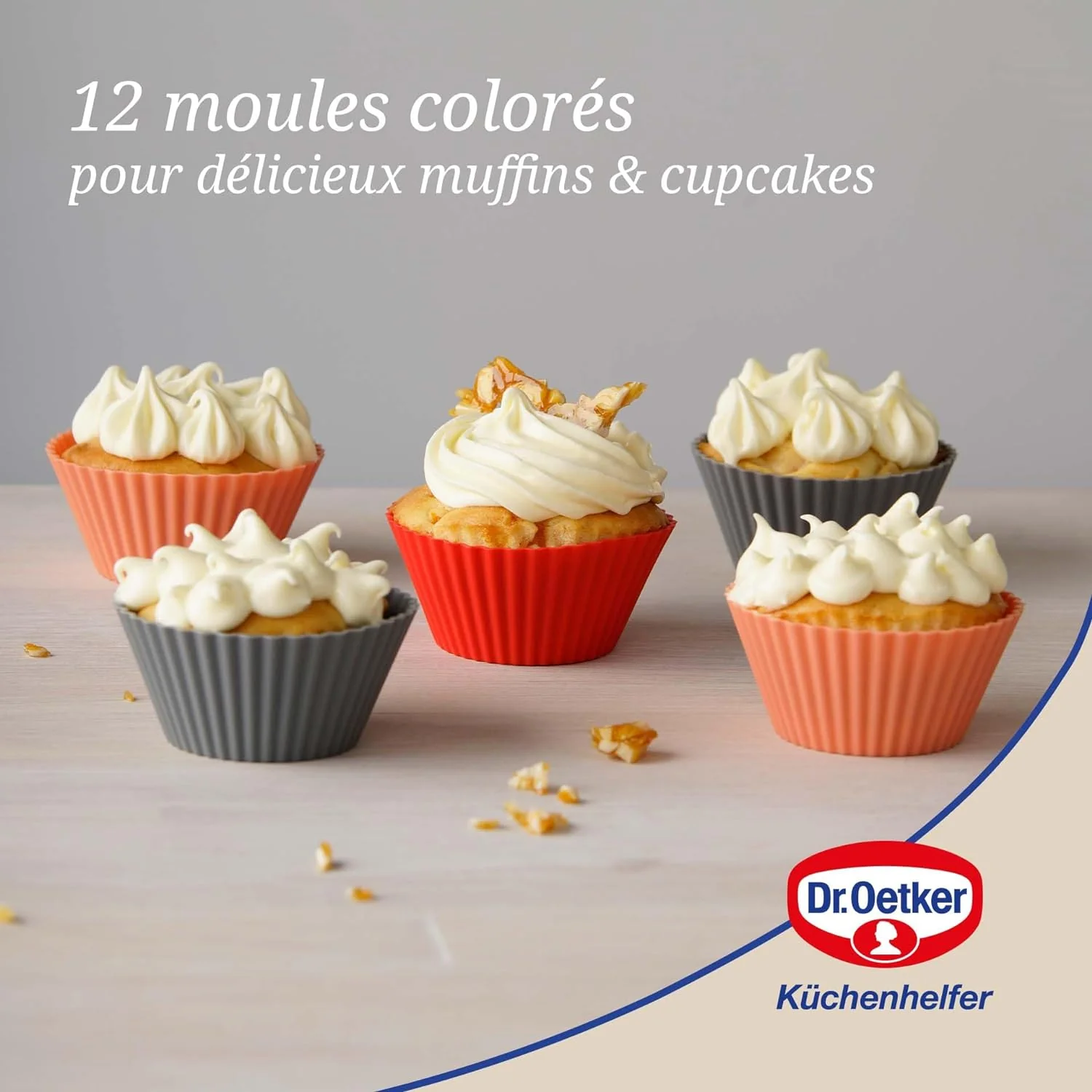 Lot de 12 caissettes muffins en silicone 7 cm Dr. Oetker Flexxibel Love - Image 4