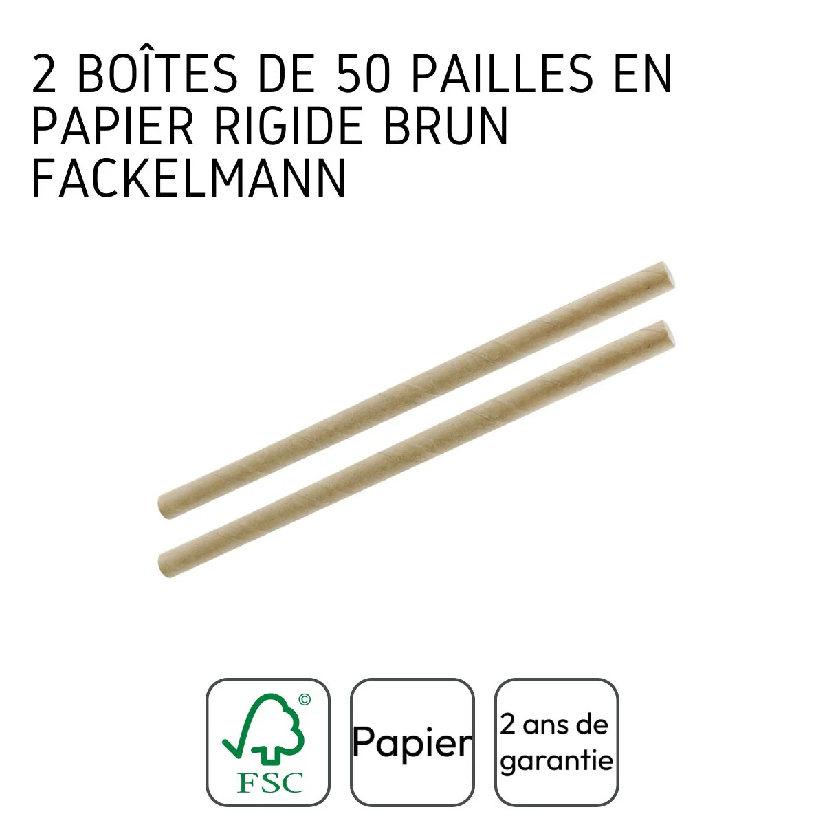 Lot de 2 boites de 50 pailles en papier rigide brun 15 cm Fackelmann Nature - Image 4