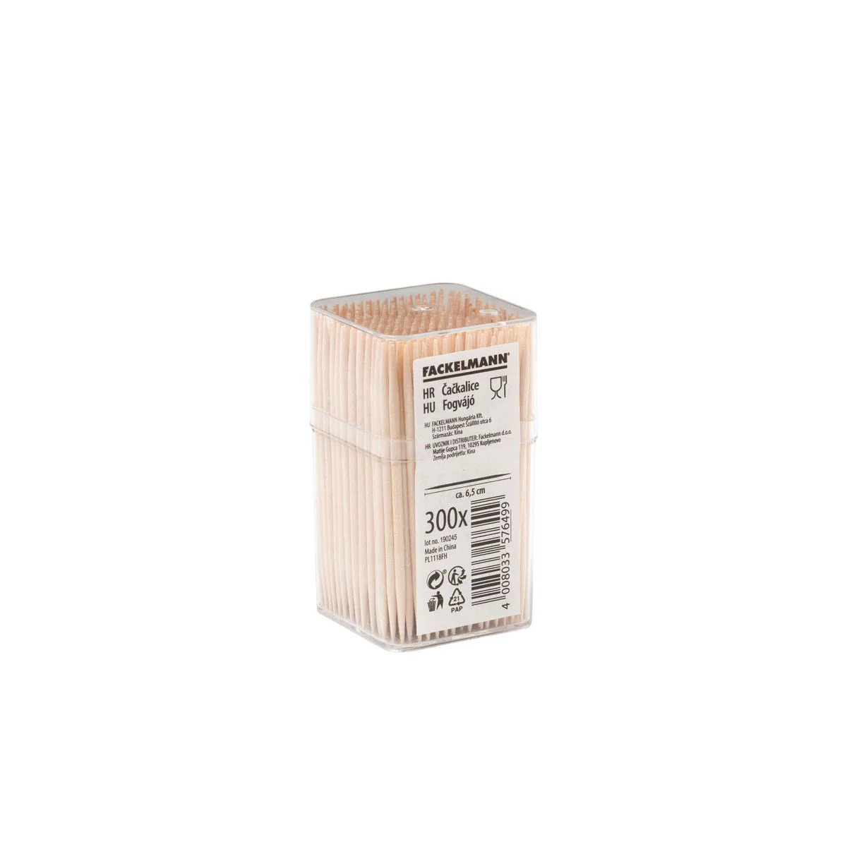 Lot de 2 tonnelets de 300 cure-dents en bois avec couvercle Fackelmann Wood Edition - Image 6