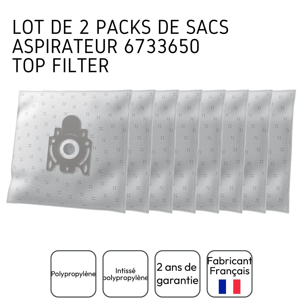 Lot de 2 packs de 8 sacs aspirateur 6733650 Miele TopFilter - Image 3