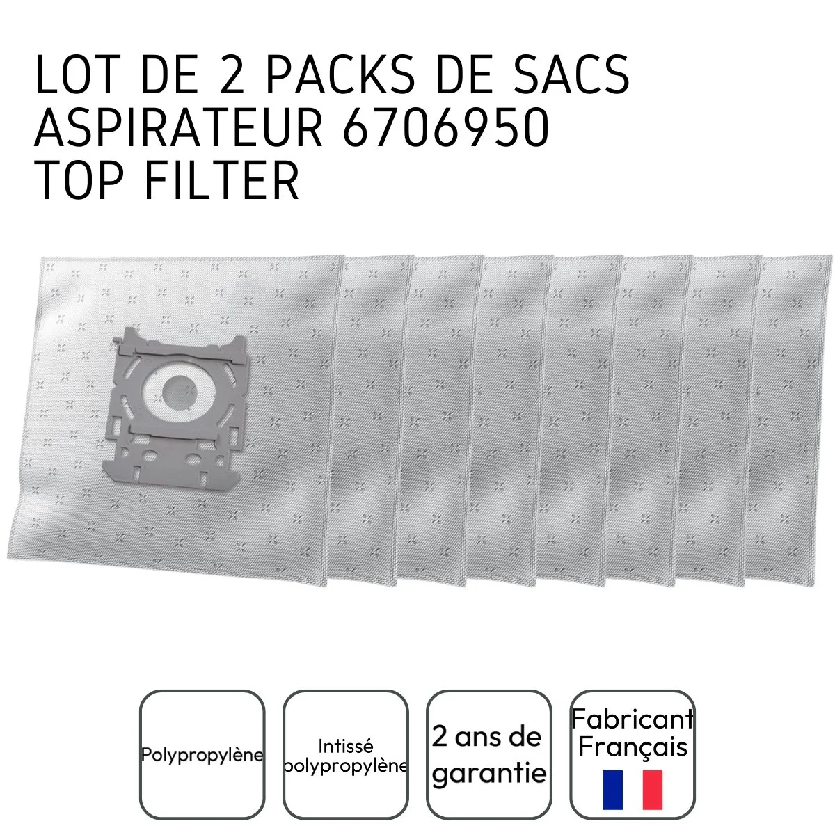 Lot de 2 packs de 8 sacs aspirateur 6706950 Philips Tornado Electrolux TopFilter - Image 3