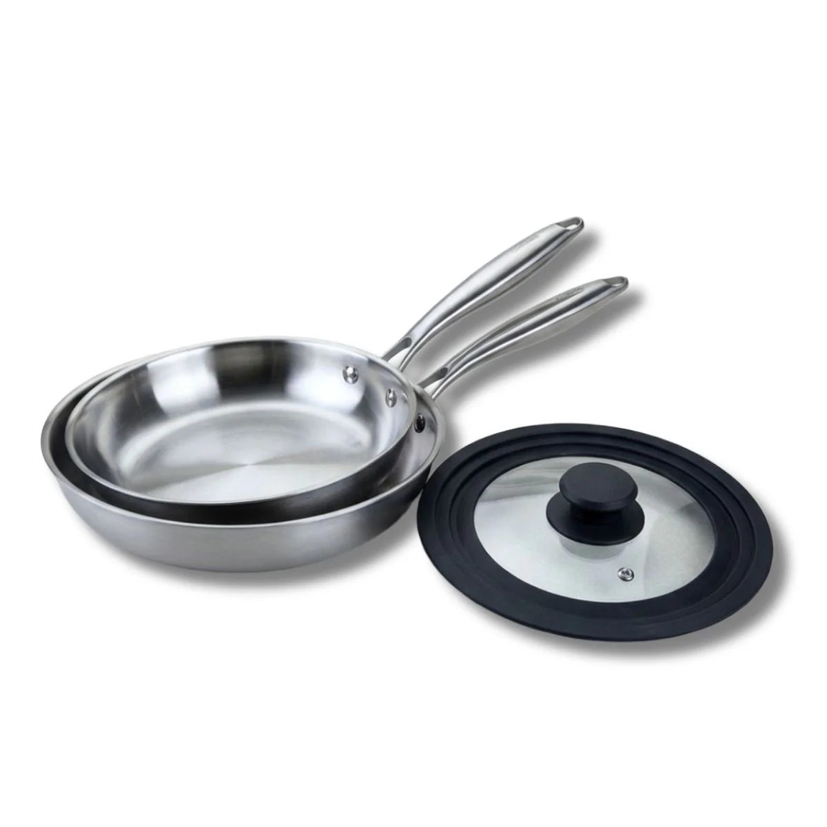 Set de 2 poêles de cuisson 24/28 cm en acier inoxydable avec 1 couvert Fackelmann Vita3 - Image 10