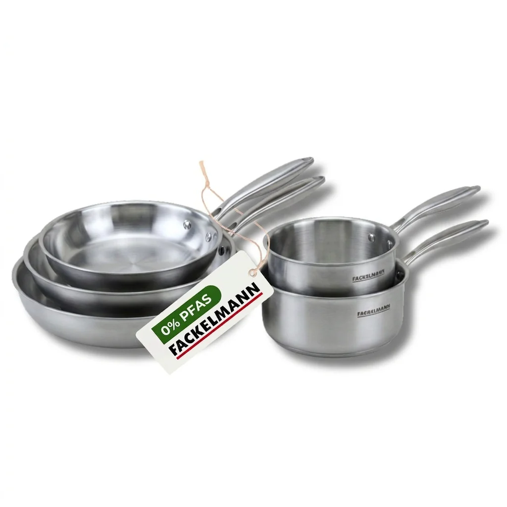 Batterie de cuisine avec 3 poêles 20/24/26 cm et 3 casseroles 14/16/18 cm sans PFAS Fackelmann Vita3
