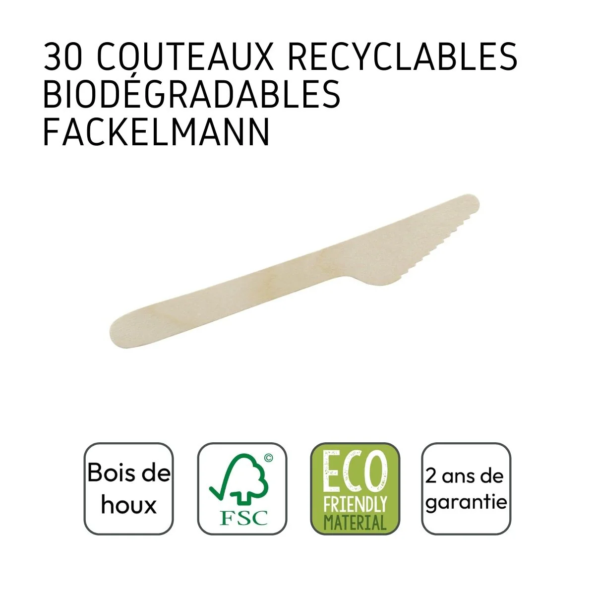 Lot de 30 couteaux en bois jetables Fackelmann Move - Image 4