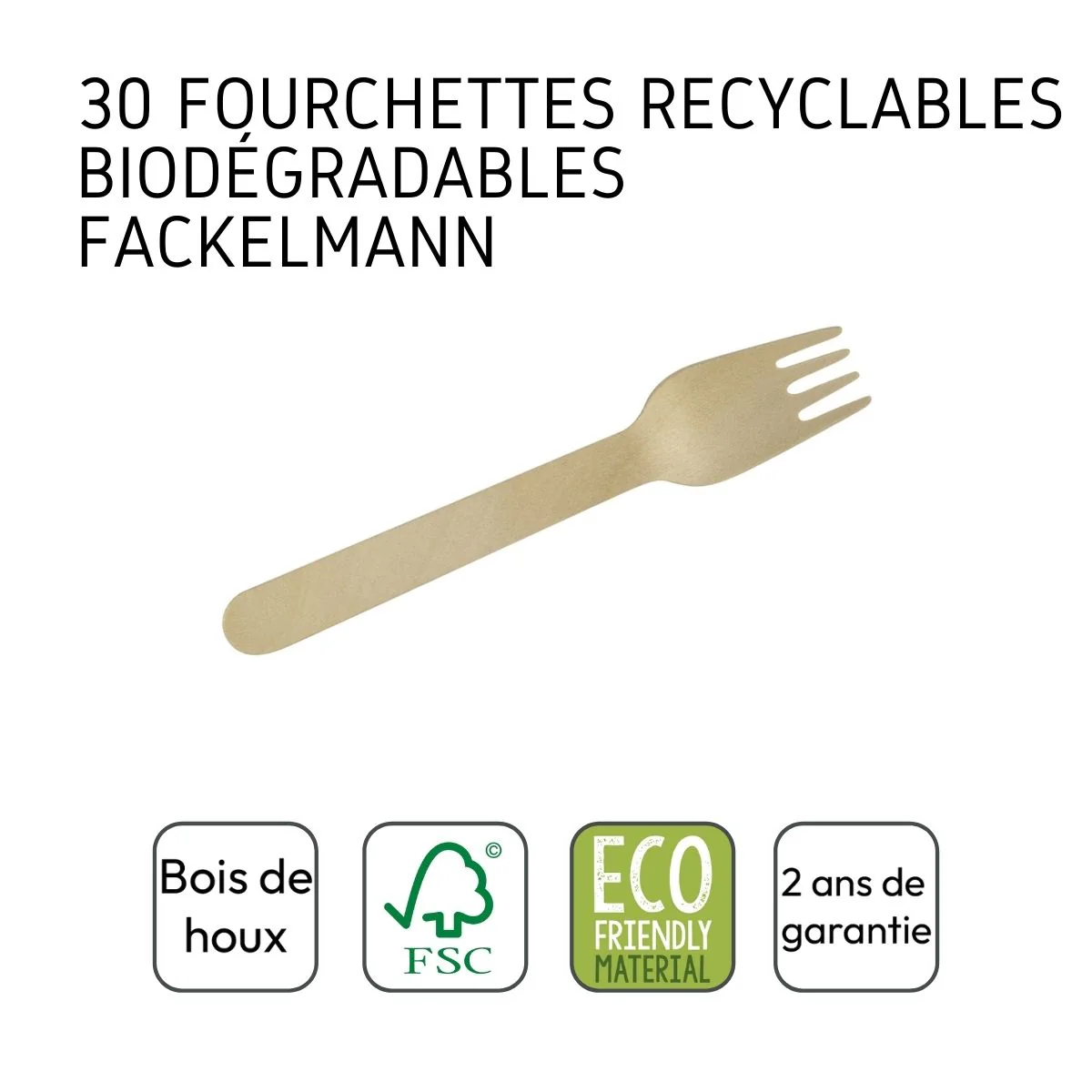 Lot de 30 fourchettes en bois jetables 16 cm Fackelmann Move - Image 3