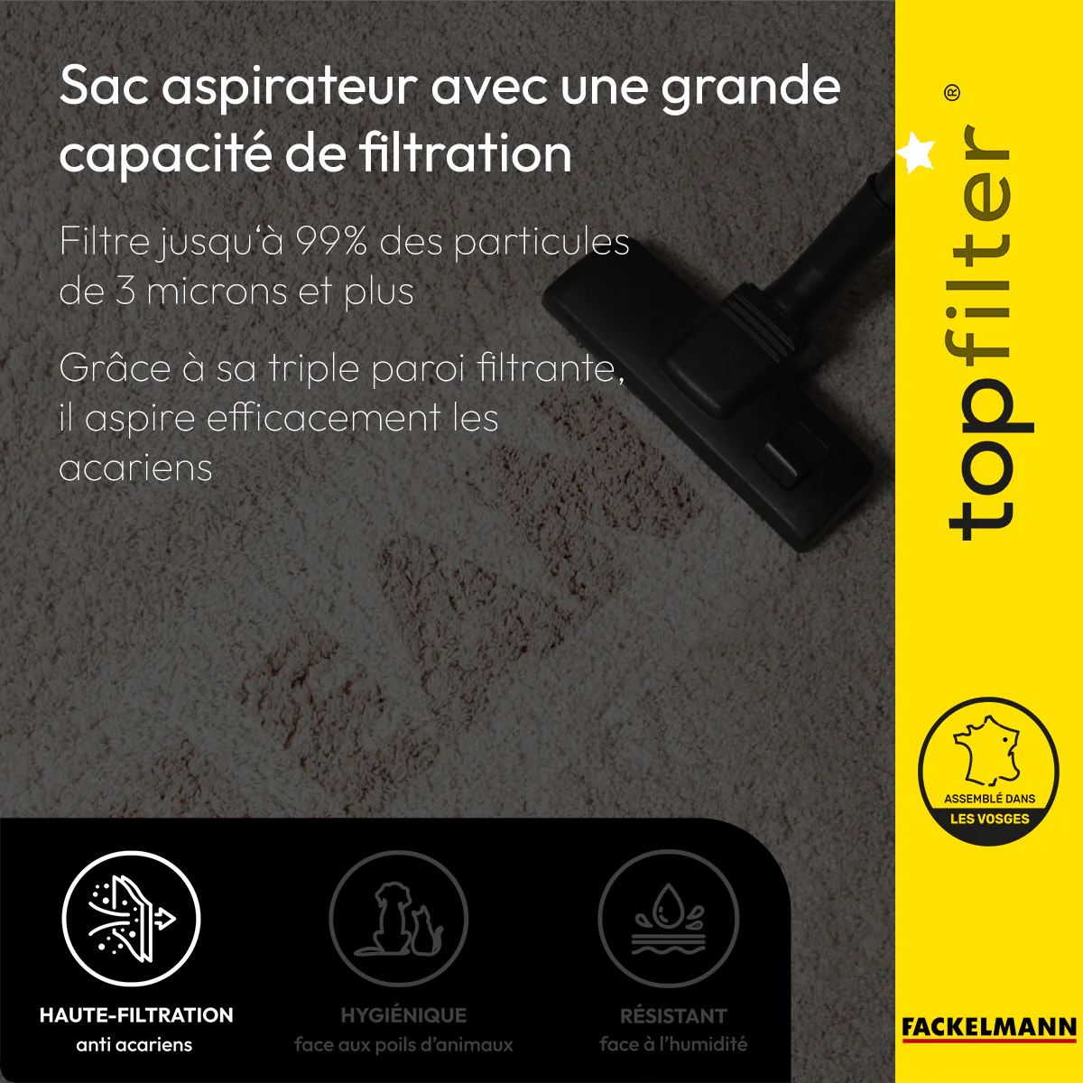 Lot de 4 packs de 4 sacs aspirateur 64913 Moulinex TopFilter Premium - Image 3