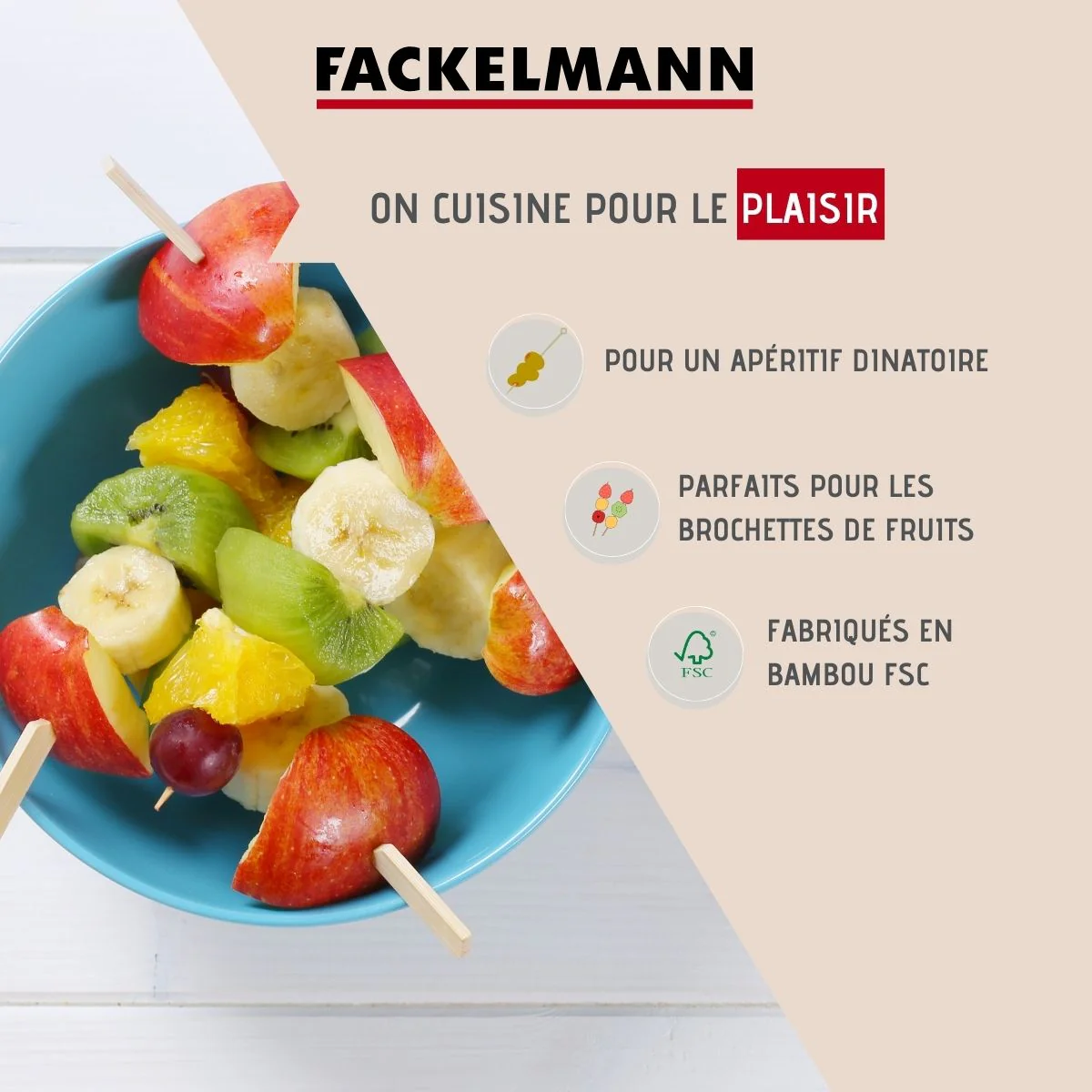 Lot de 50 piques à brochettes 15 cm en bambou FSC Fackelmann Basic - Image 7