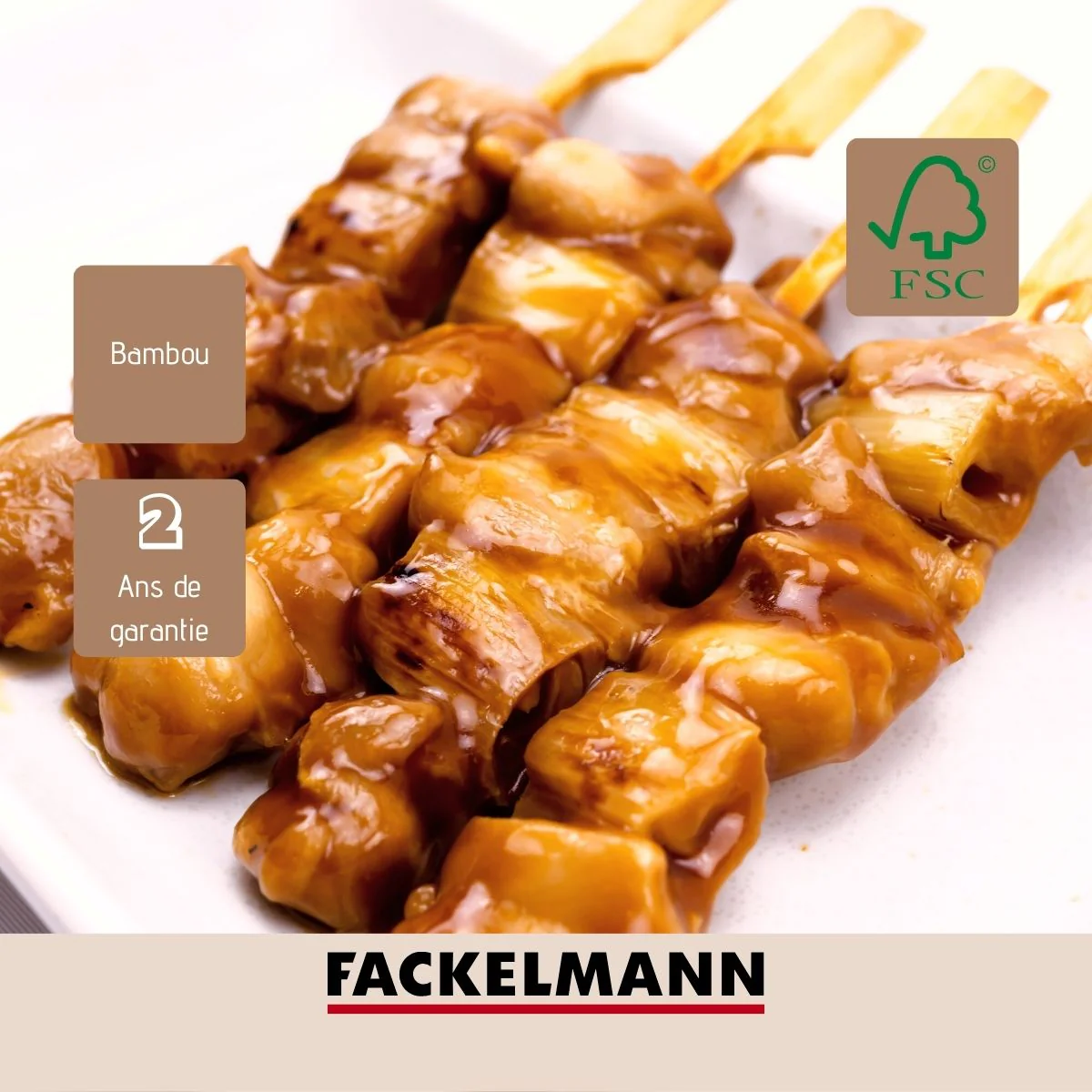 Lot de 50 piques à brochettes 15 cm en bambou FSC Fackelmann Basic - Image 9