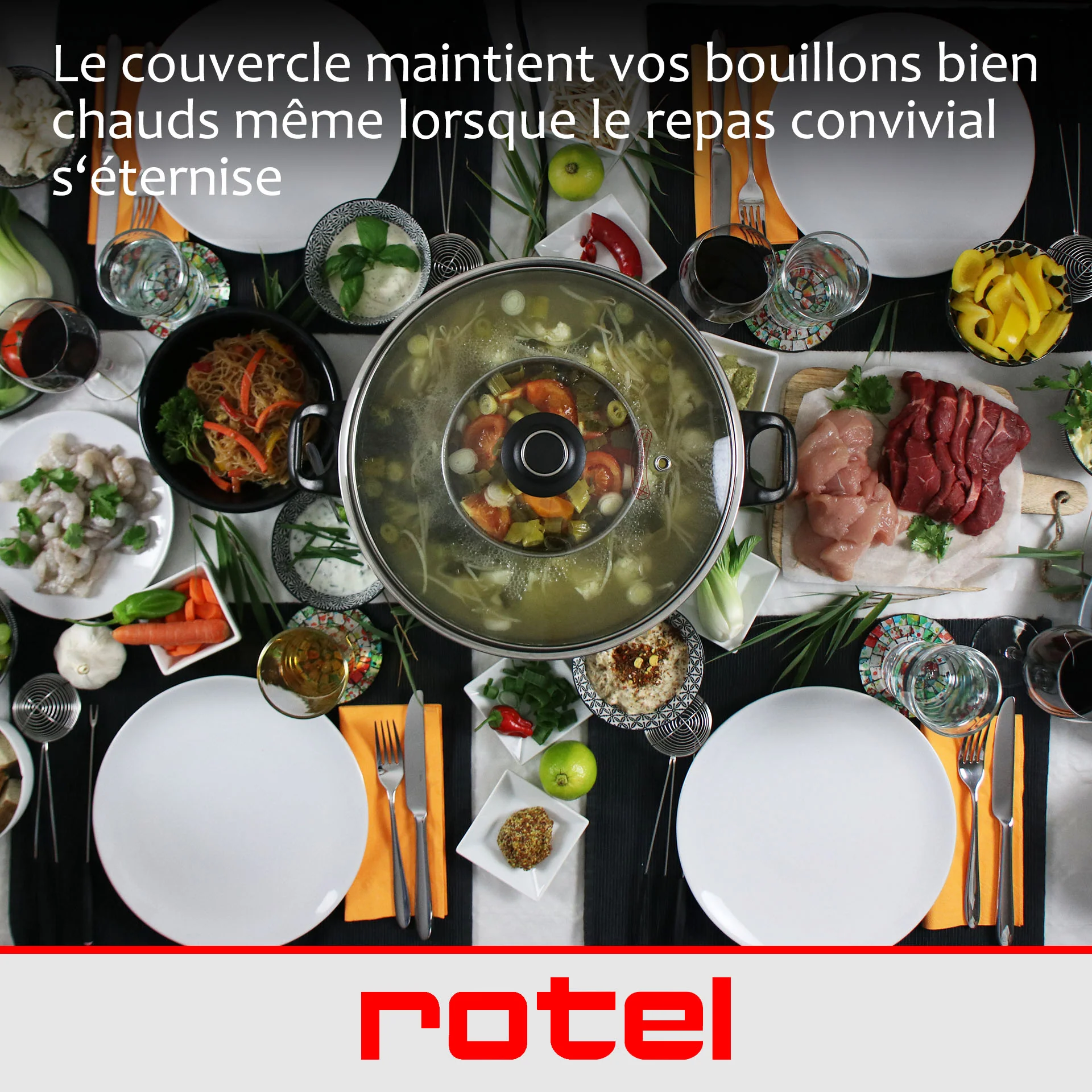 Appareil à fondue chinoise 2 compartiments avec fourchettes et passoires Rotel - Image 6