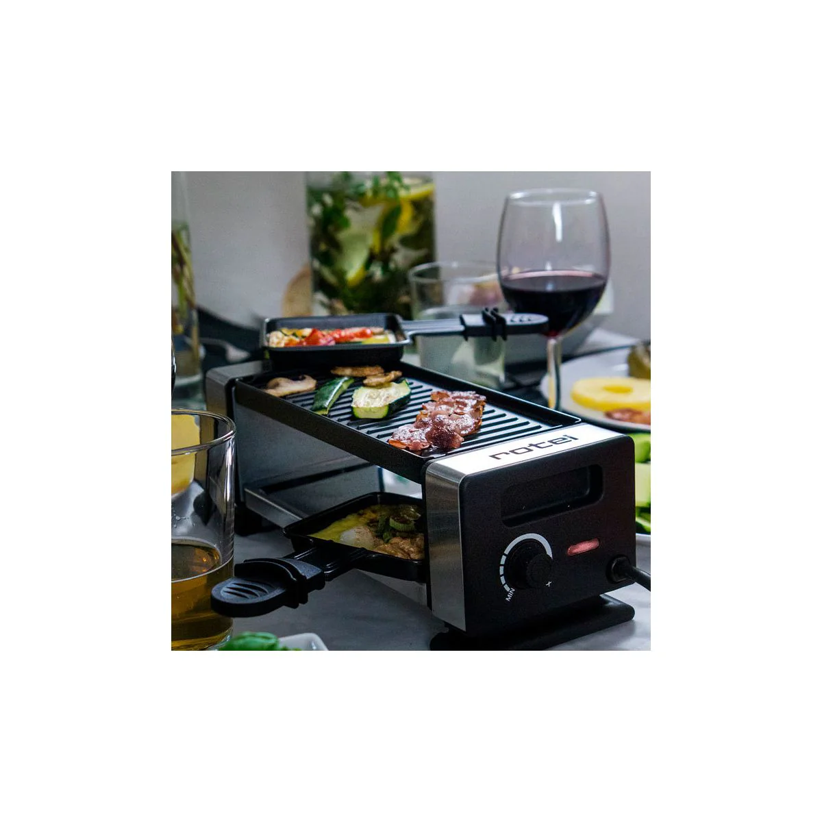 Appareil à raclette pour 2 personnes avec poêlons et spatules Rotel - Image 6