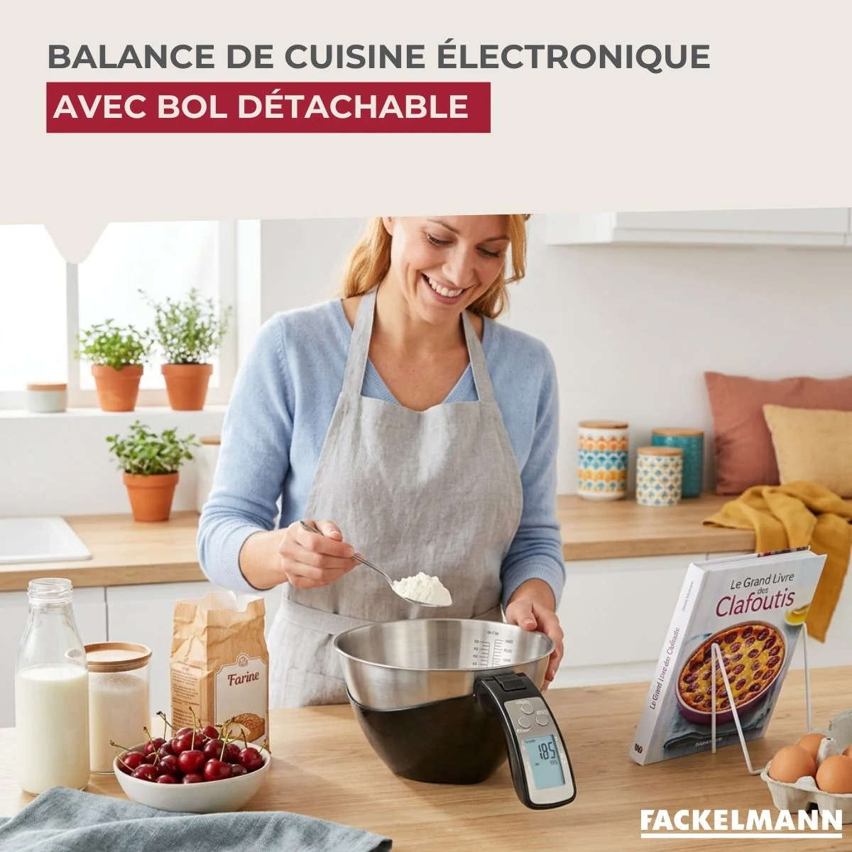 Balance de cuisine avec bol inox détachable Fackelmann - Image 2