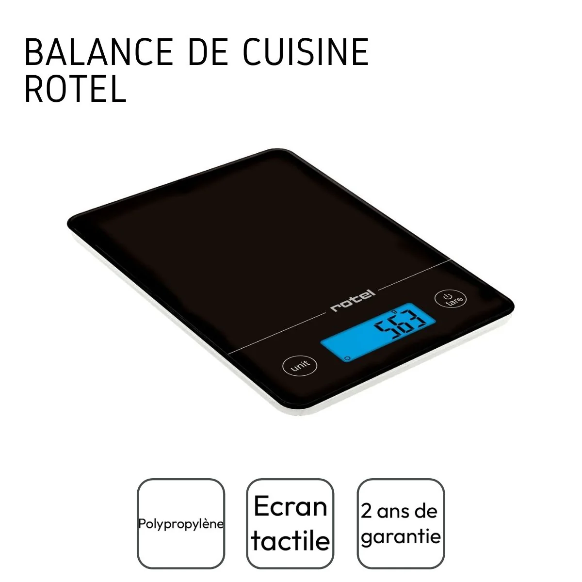 Balance de cuisine Noir électronique écran tactile Rotel - Image 4