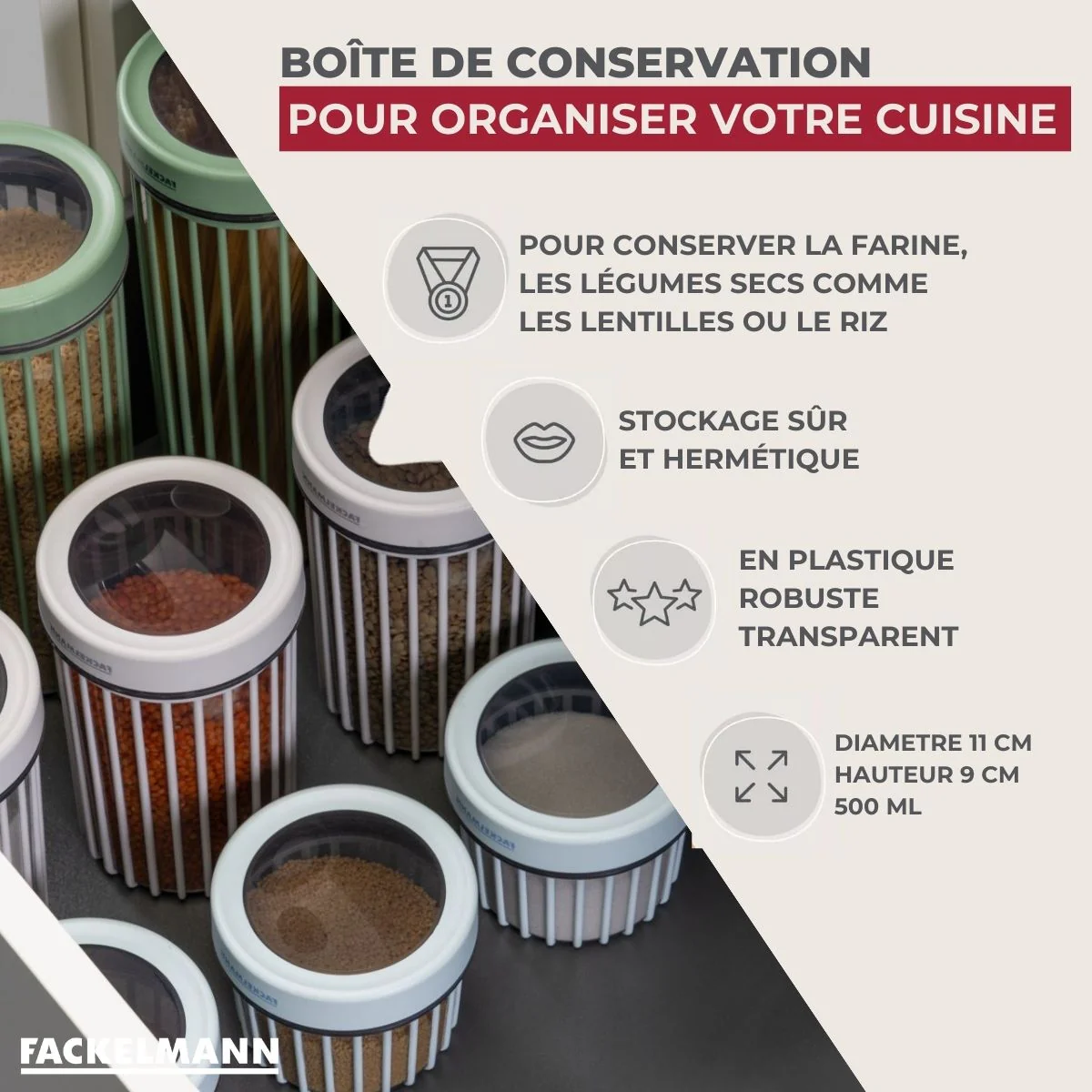 Boite à Provisions 0,5 Litre Fackelmann Storage - Image 3