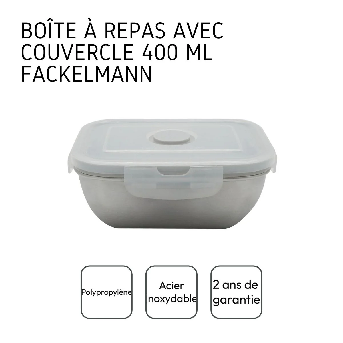 Lunch box inox 400 ml allant au microonde avec couvercle Fackelmann - Image 4