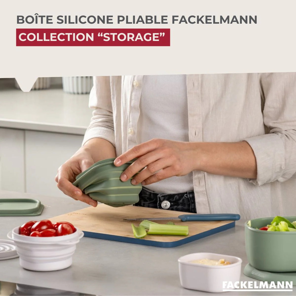 Boite à Snacks Pliable en Silicone Vert Fackelmann Storage - Image 2