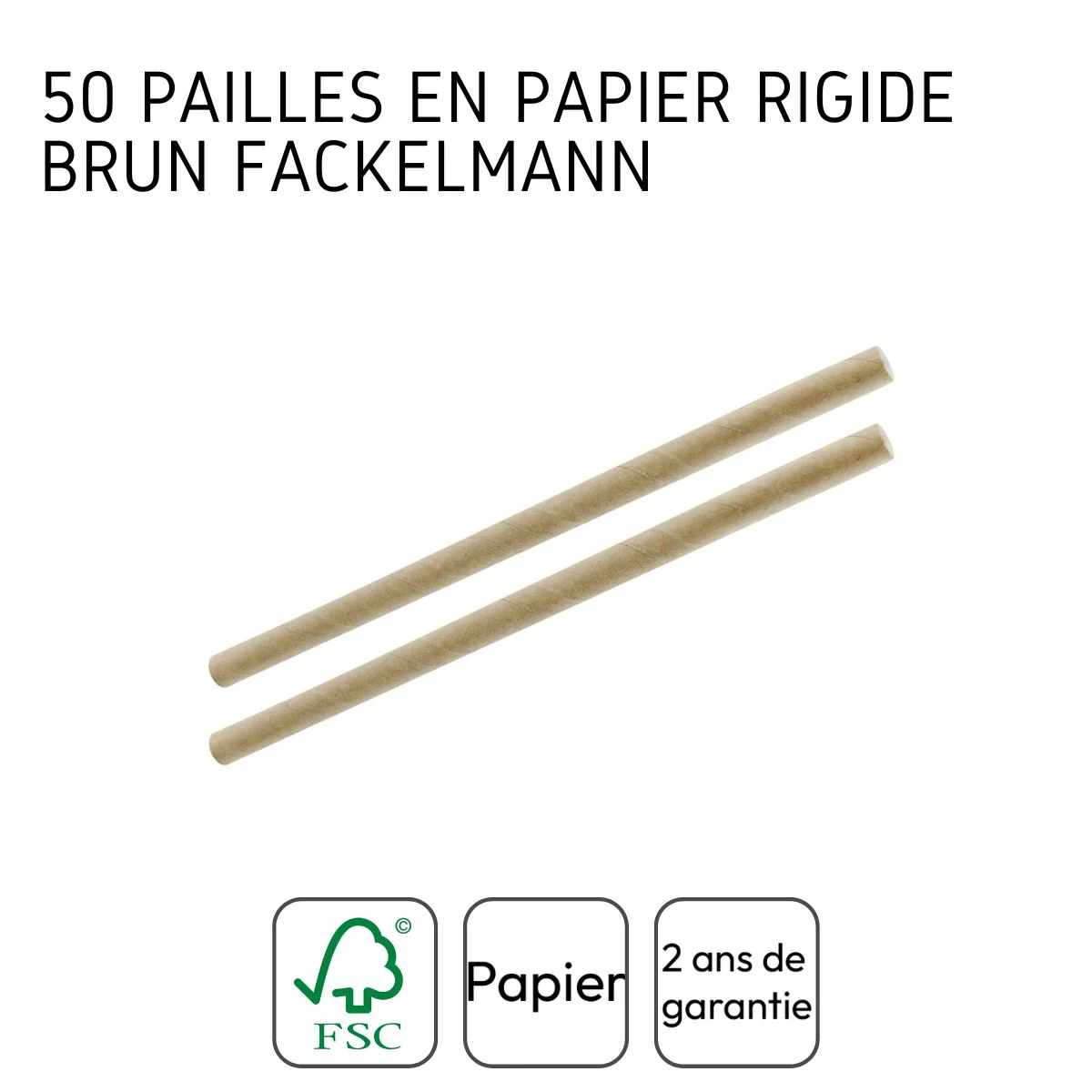 Boite de 50 pailles en papier rigide brun 15 cm Fackelmann Nature - Image 4