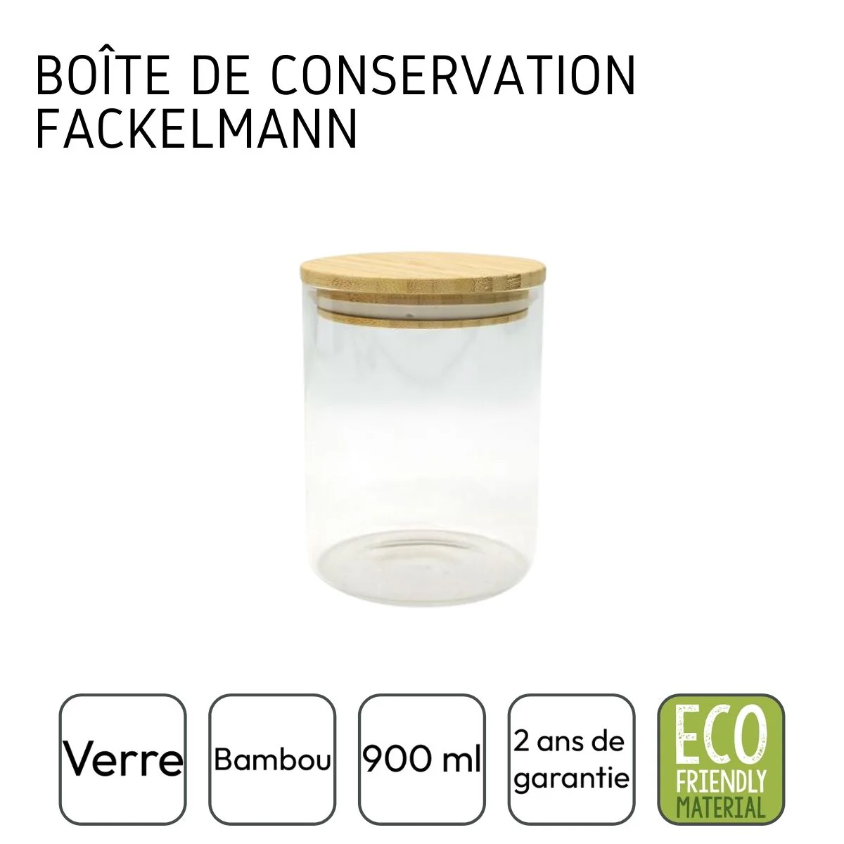 Boîte de conservation en verre 0,9L avec couvercle en Bambou Fackelmann Nature - Image 4