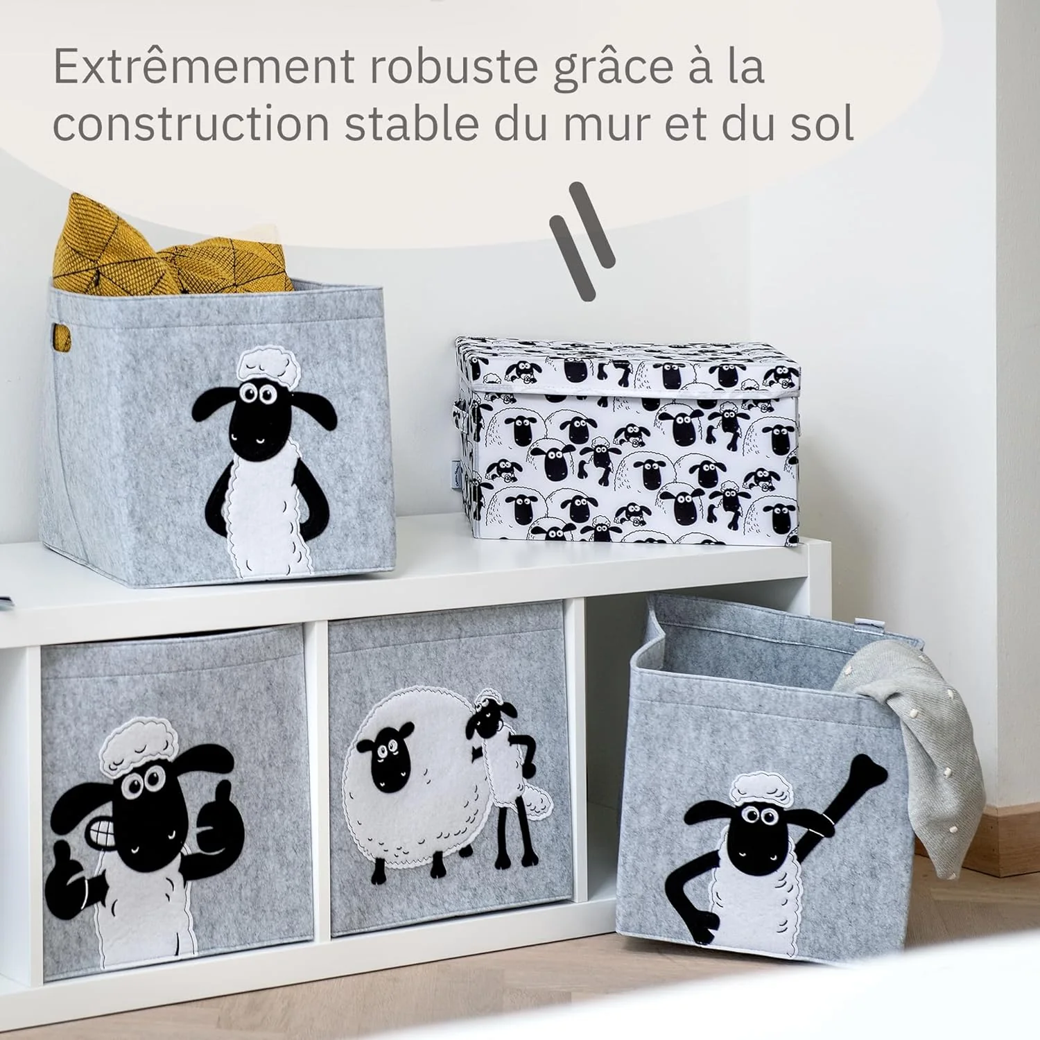Boîte de rangement avec couvercle fond blanc Lifeney Shaun le mouton - Image 7