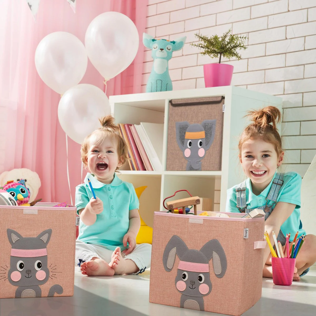 Boîte de rangement en tissu pour enfant "chat" avec couvercle, compatible Ikea Kallax Lifeney - Image 2