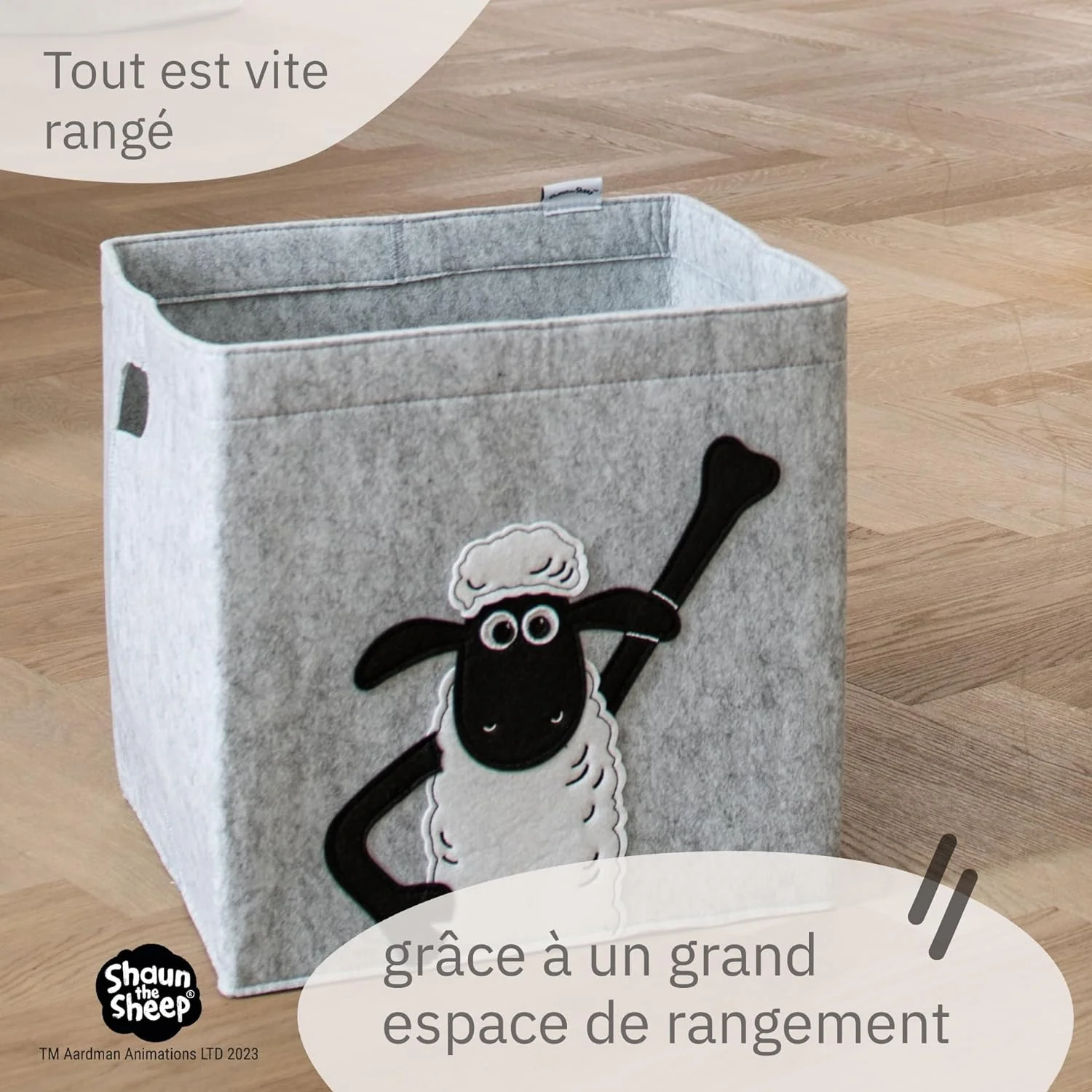 Boîte de rangement en feutre compatible Kallax Shaun poing levé Lifeney Shaun le mouton - Image 5