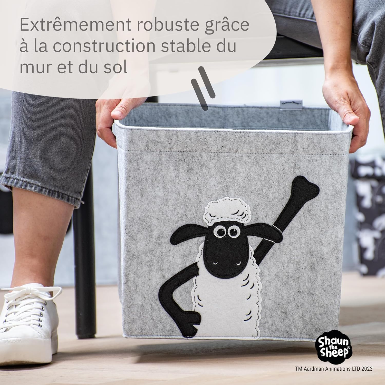 Boîte de rangement en feutre compatible Kallax Shaun poing levé Lifeney Shaun le mouton - Image 7