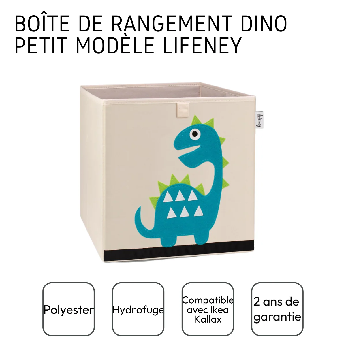 Boîte de rangement en tissu pour enfant "dinosaure diplodocus", compatible Ikea Kallax Lifeney - Image 4