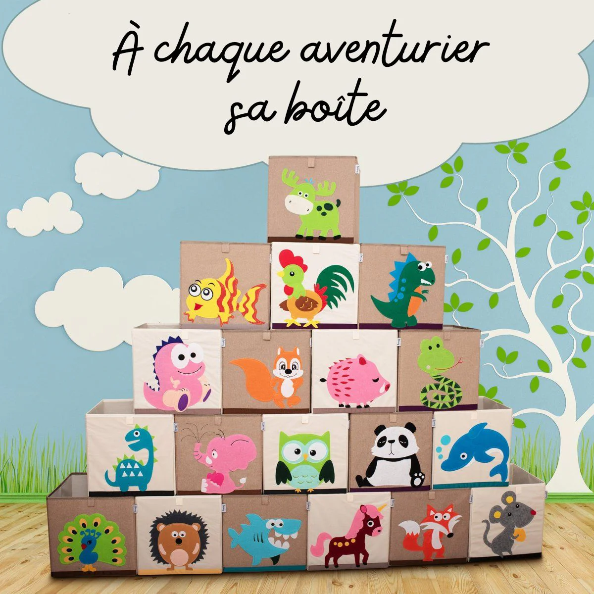 Boîte de rangement en tissu pour enfant "dinosaure diplodocus", compatible Ikea Kallax Lifeney - Image 5