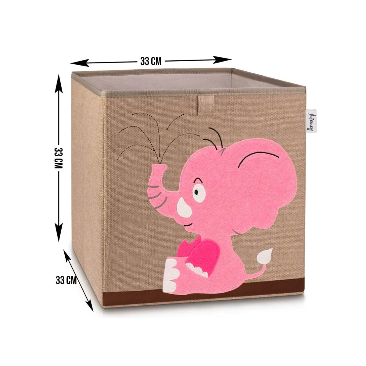 Boîte de rangement en tissu pour enfant "éléphant rose", compatible Ikea Kallax Lifeney - Image 3