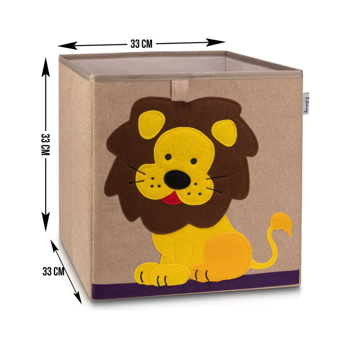 Boîte de rangement en tissu pour enfant "lion" sur fond foncé, compatible Ikea Kallax Lifeney - Image 3