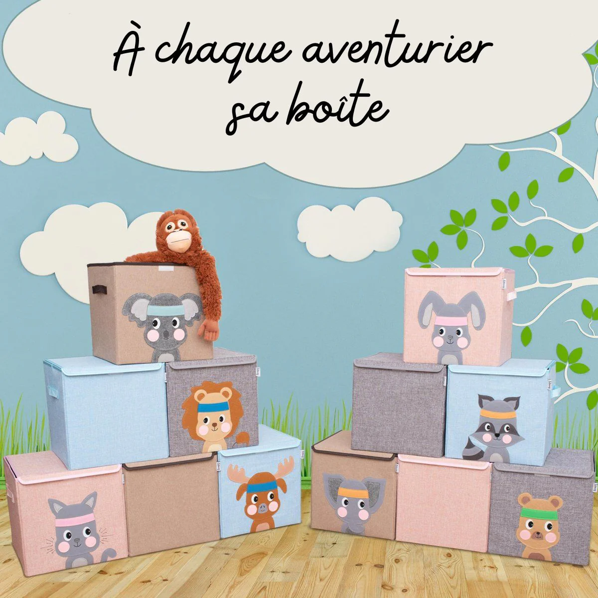 Boîte de rangement en tissu pour enfant "raton laveur" avec couvercle, compatible Ikea Kallax Lifeney - Image 5