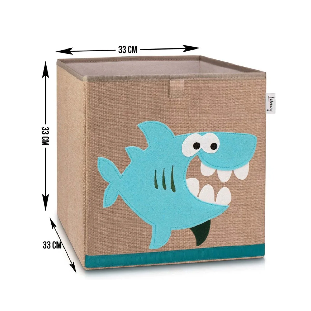 Boîte de rangement en tissu pour enfant "requin" sur fond foncé, compatible Ikea Kallax Lifeney - Image 3
