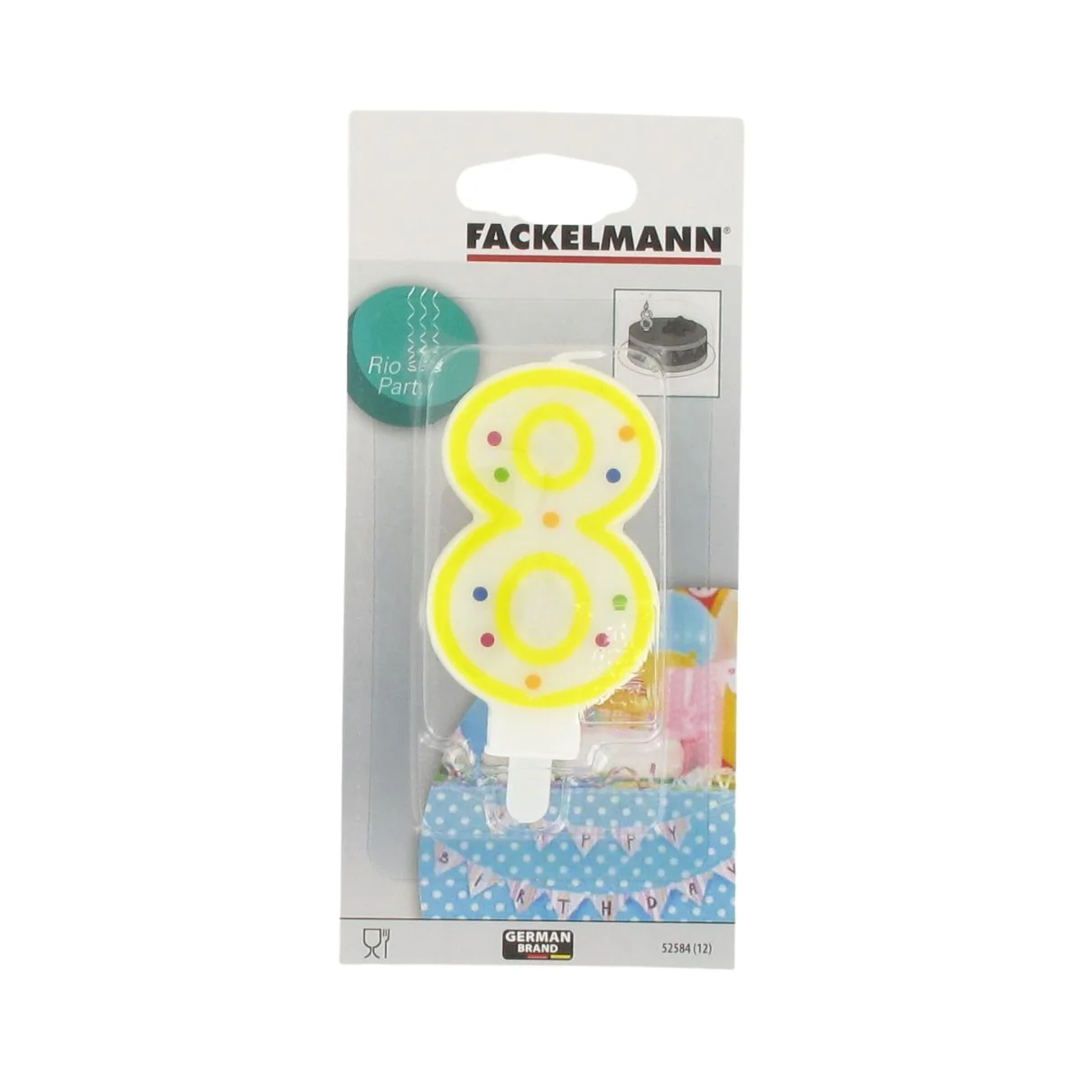 Bougie anniversaire chiffre 8 Fackelmann Rio Party - Image 2