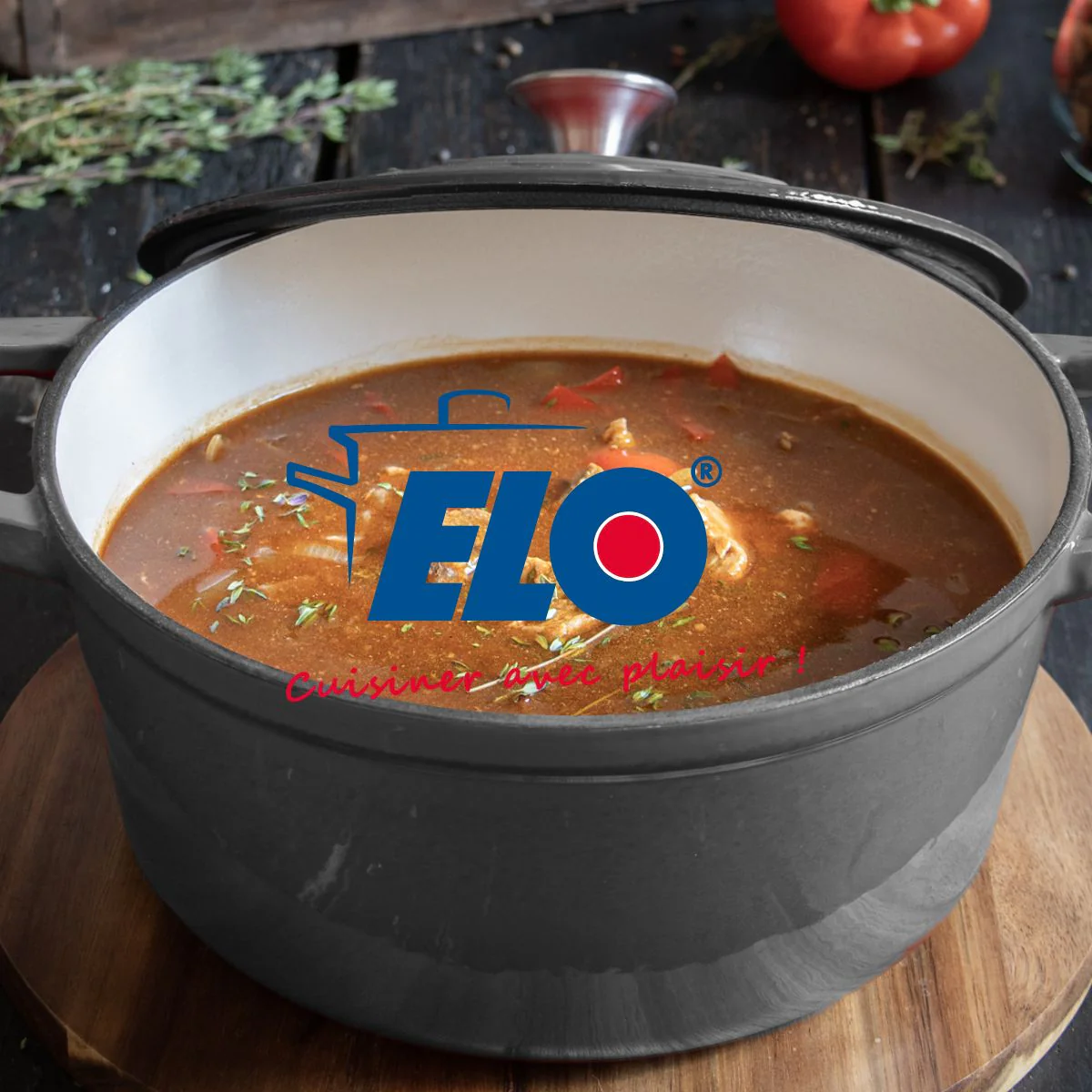Cocotte 26 cm en fonte émaillée gris classique 4.5 L Elo - Image 9