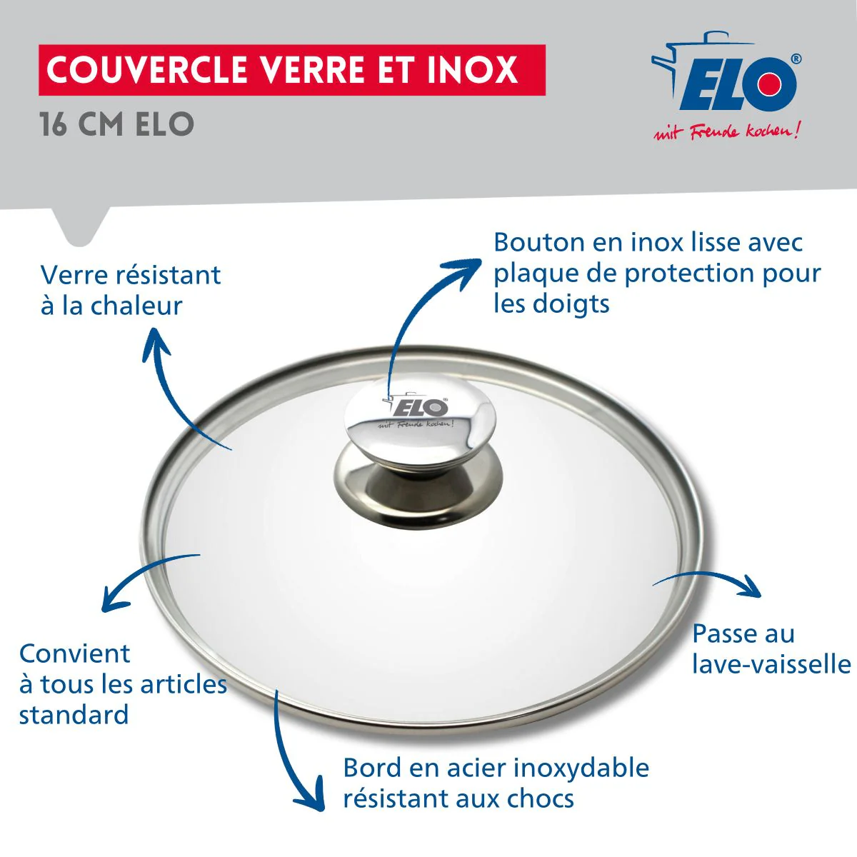 Couvercle de cuisson 16 cm avec poignée en inox Galant Elo - Image 3