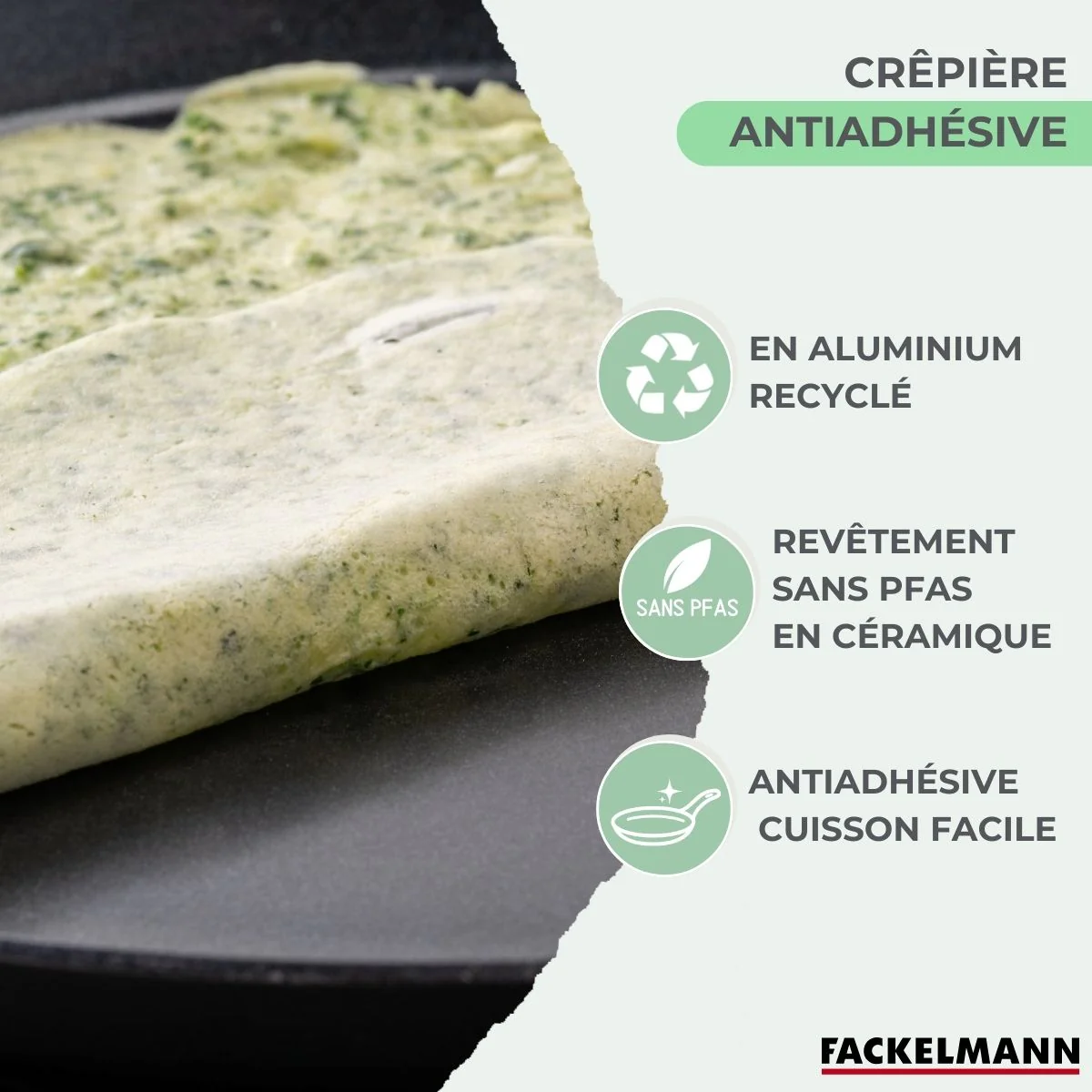 Crêpière 26 cm aluminium revêtement céramique antiadhésif sans PFAS Fackelmann Brandao - Image 4