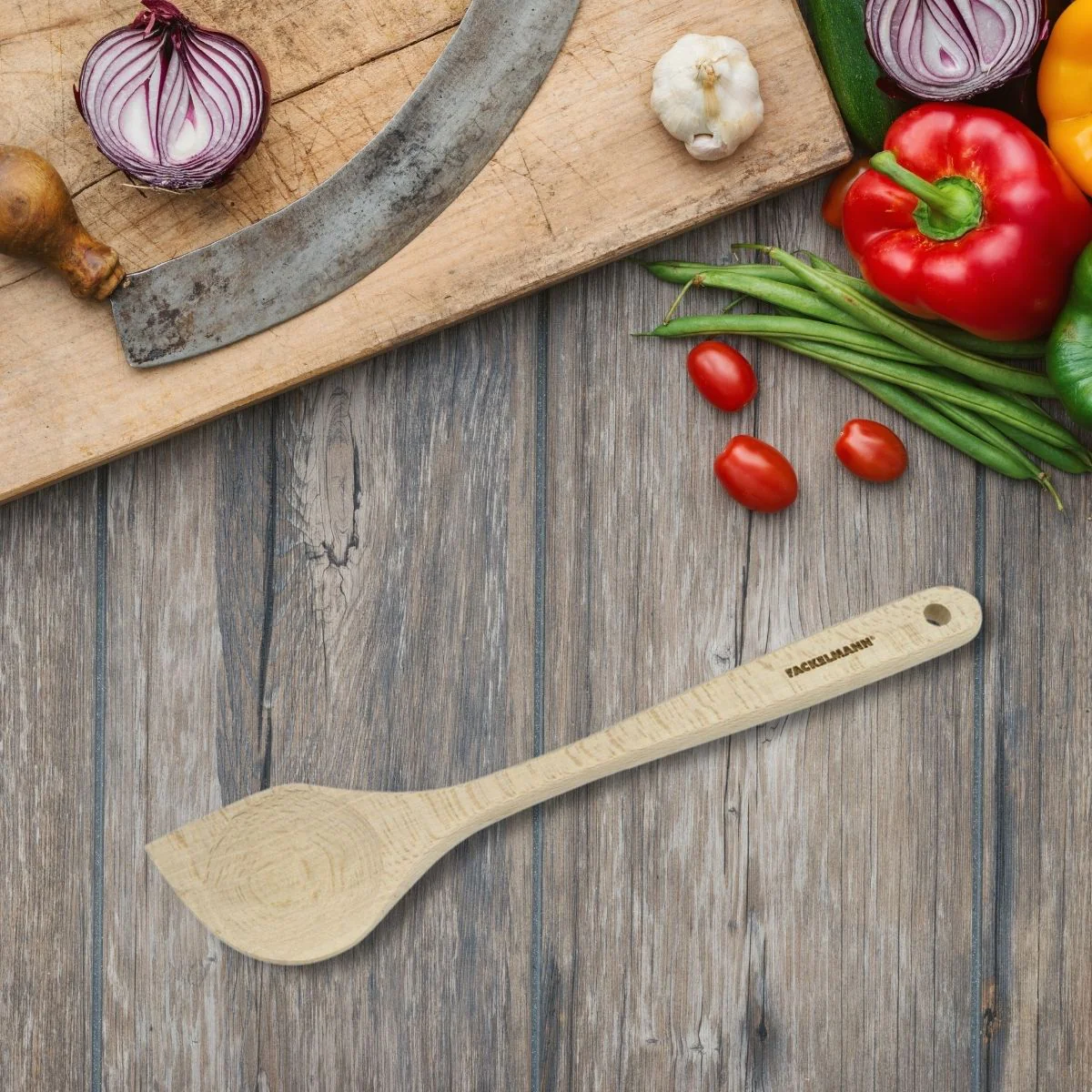 Cuillère de cuisine biseautée en bois FSC Fackelmann - Image 2