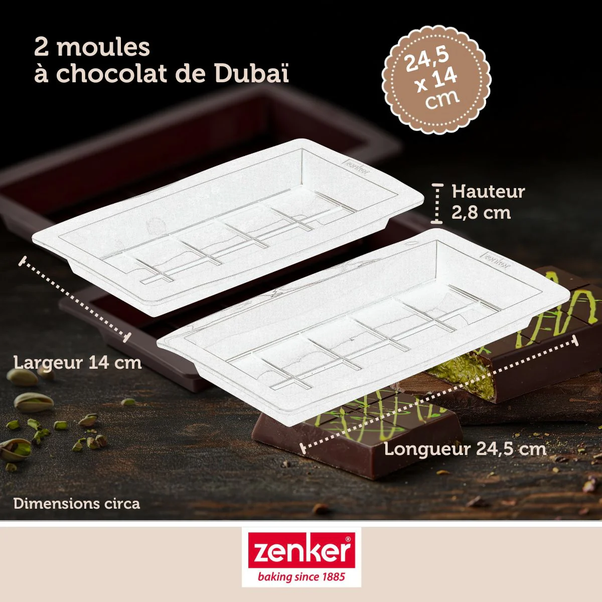 Deux moules à tablettes chocolat de Dubaï en silicone Zenker Special Creative - Image 3