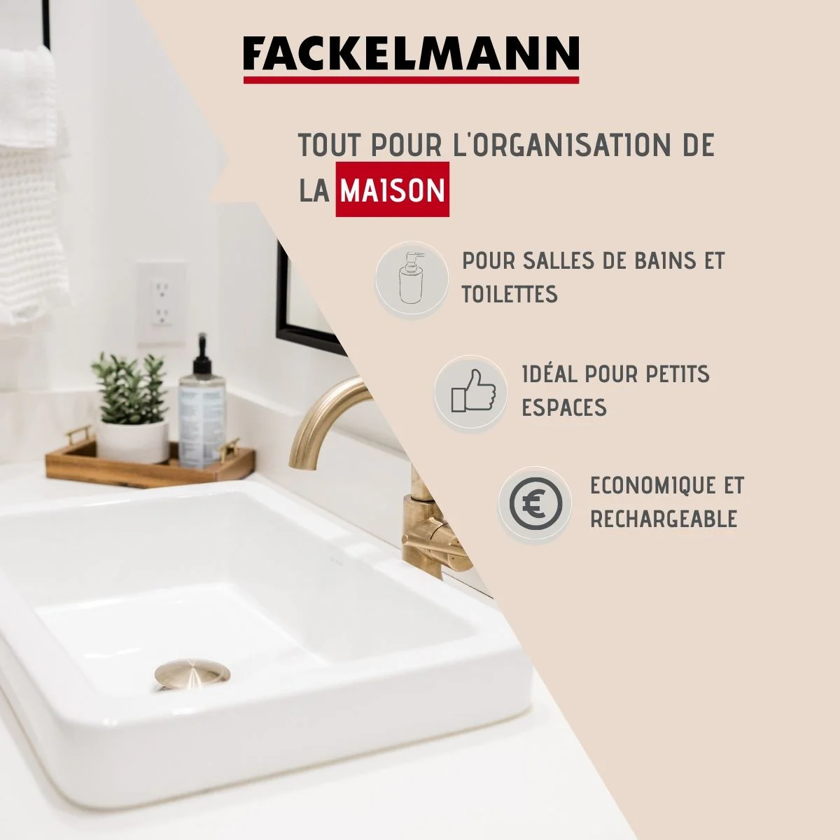 Distributeur de savon moderne gris 20,5 cm Fackelmann Tecno - Image 2