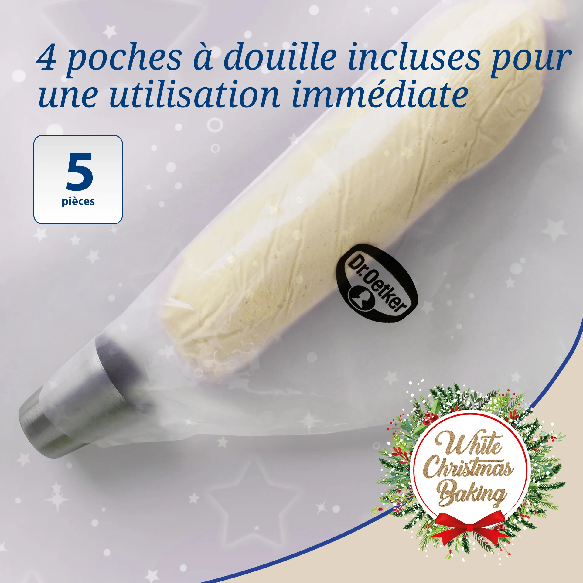 Lot de 4 poches à douille et embout flocon de neige en inox Dr.Oetker Baker Edition - Image 4