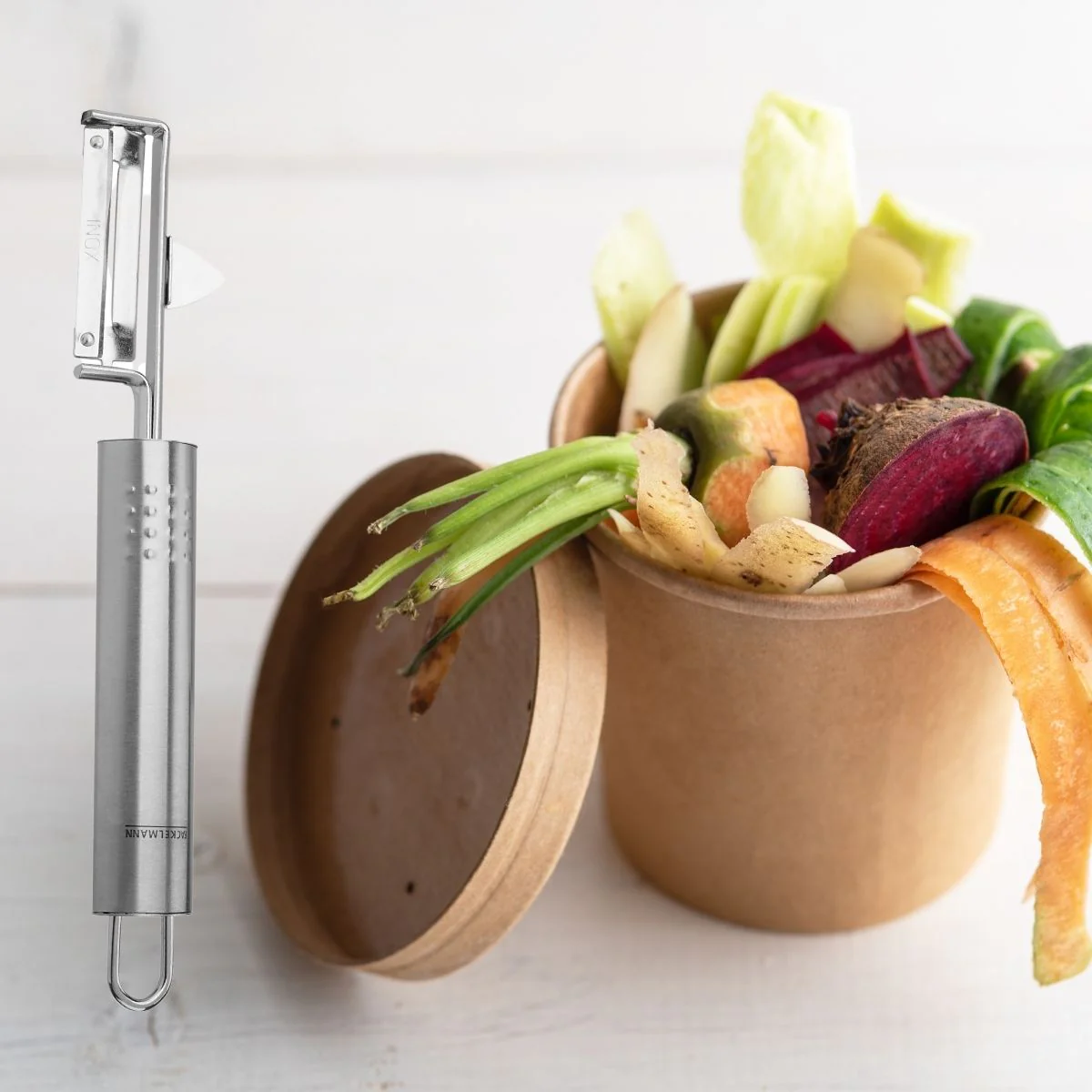 Duo Eplucheur à légumes pendule 19 cm et rasoir à légumes inox et plastique 17 cm Fackelmann - Image 2