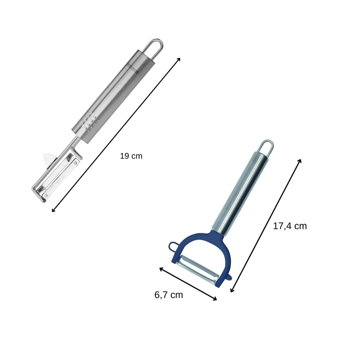 Duo Eplucheur à légumes pendule 19 cm et rasoir à légumes inox et plastique 17 cm Fackelmann - Image 4