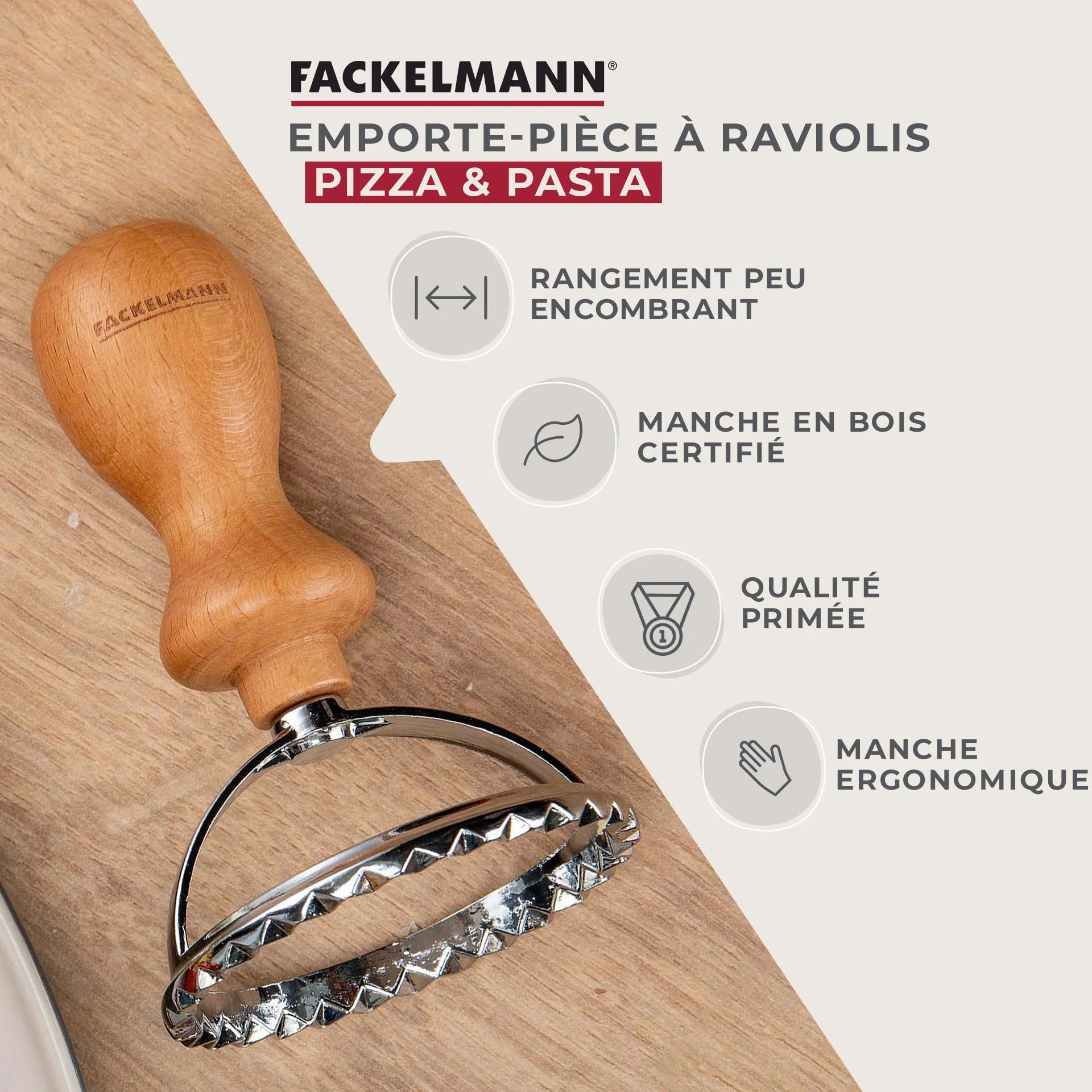 Emporte-pièce ravioli rond et cannelé 6,5 cm Fackelmann Pizza & Pasta - Image 2