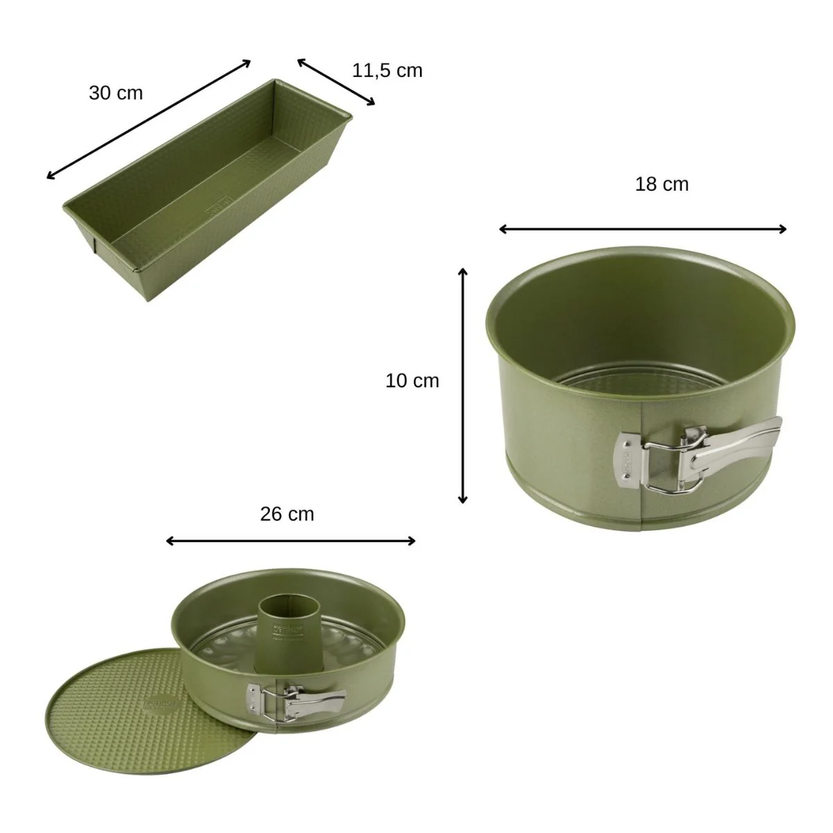Ensemble de 3 moules à gâteaux de 18 à 30 cm Zenker Green Vision - Image 3