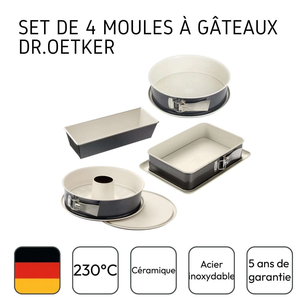 Ensemble de 4 moules à gâteaux de formes différentes de 28 à 32 cm Dr.Oetker Back-Trend - Image 4