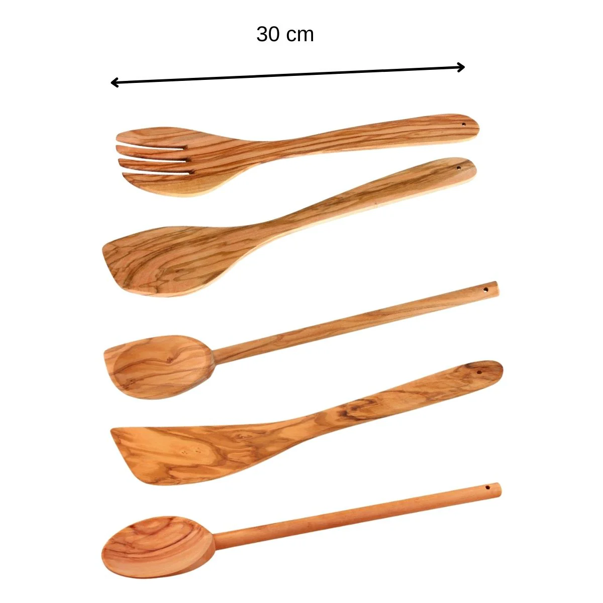Ensemble de couverts à salade, cuillères et spatule Fackelmann Édition Bois d'olivier - Image 3