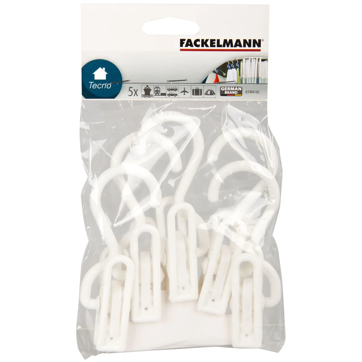 Ensemble de crochets muraux en plastique Lot de 5, dimensions 12 x 4,5 cm Fackelmann Tecno - Image 2