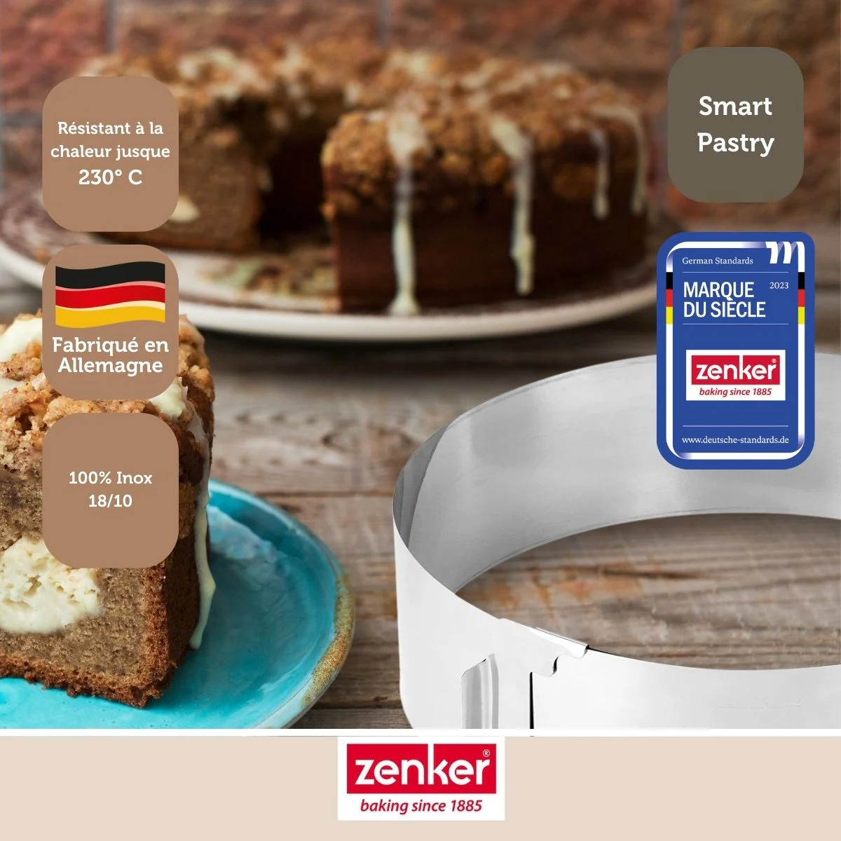 Lot de 2 cercles à pâtisserie 15/30 cm en inox Zenker Smart Pastry - Image 2