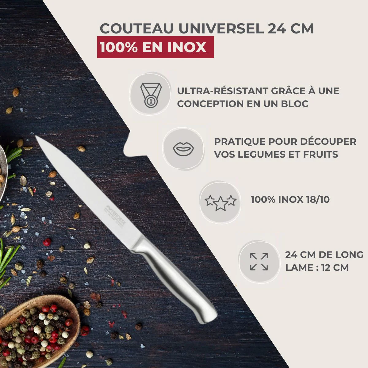 Ensemble de 2 Couteaux de cuisine Santoku lame de 18 cm Nirosta Star - Image 2