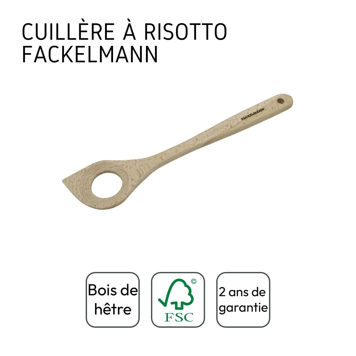 Ensemble de 2 Cuillères de cuisine à risotto en bois FSC Fackelmann - Image 4