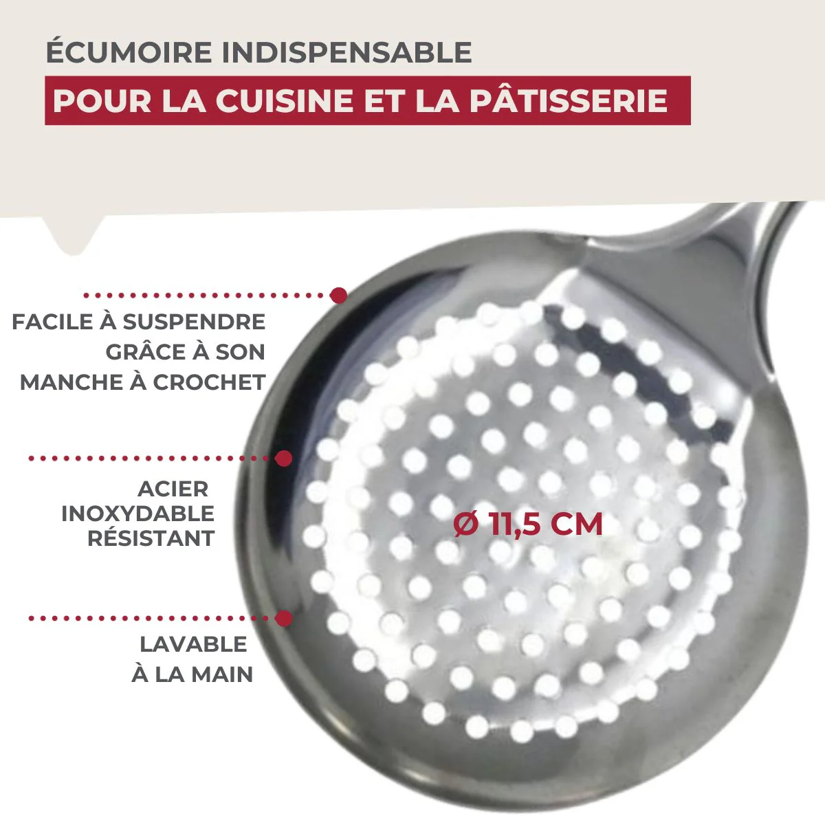 Ensemble de 2 Ecumoires Fackelmann 32 cm en inox Elemental - Image 5